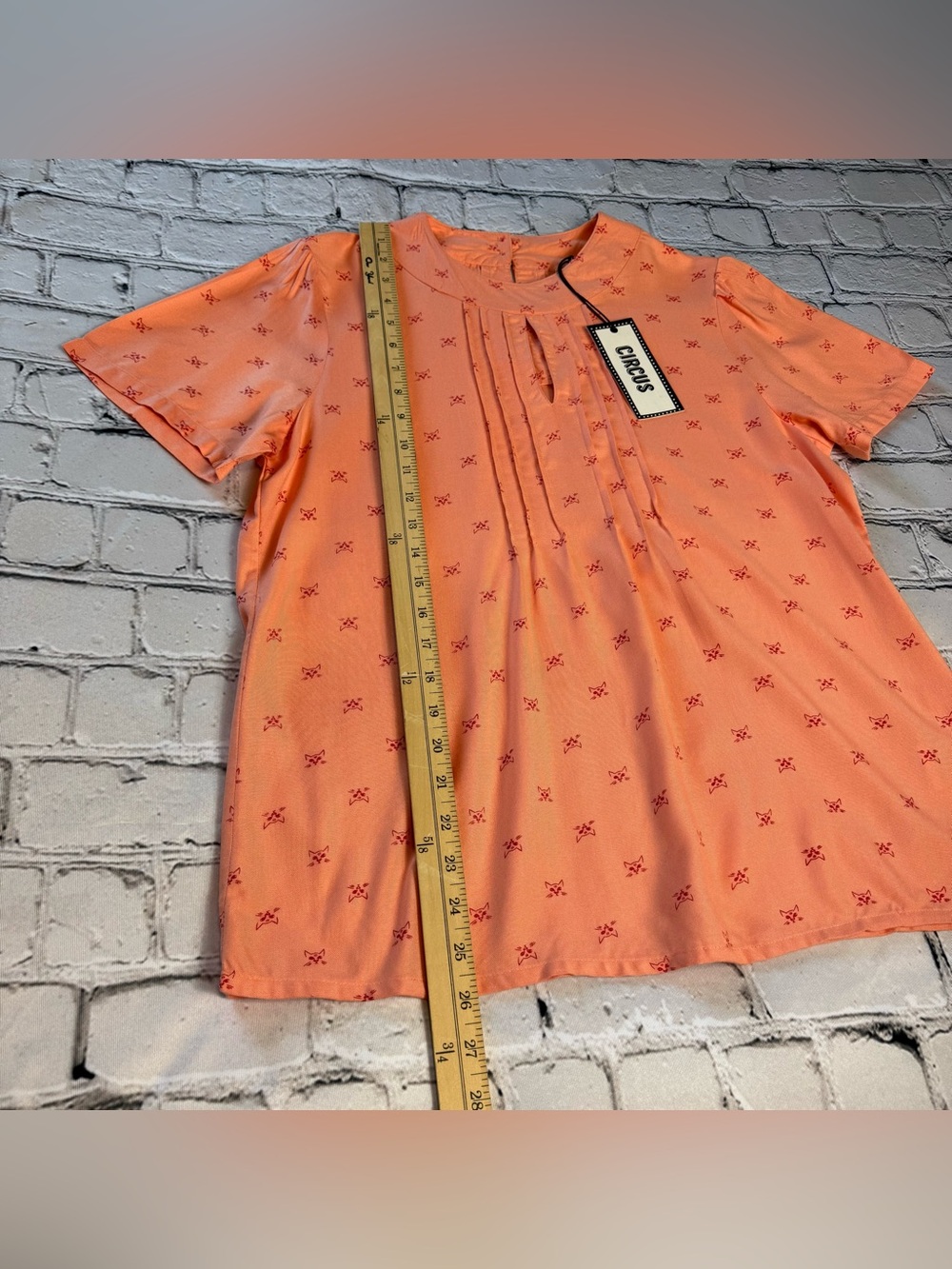 Circus NWT Cat Print Light Peach Pink Retro Inspired Blouse Keyhole Size 14 UK - Picture 4 of 8